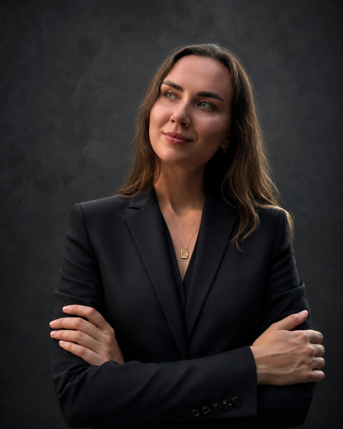 Portrait of Dariia in a black blazer